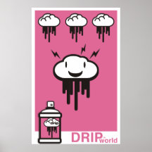 Drip World Pink Poster
