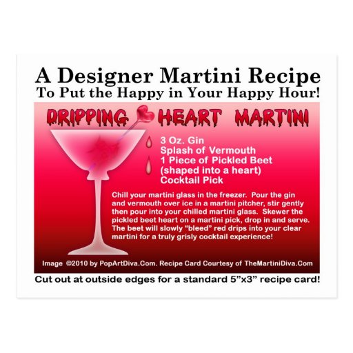 Dripping Heart Halloween Martini Recipe Postcard