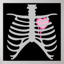Dripping Heart in Ribcage Poster