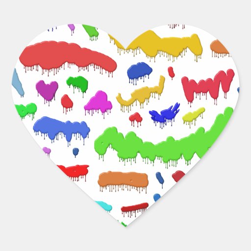 Dripping Paint Splodges Heart Sticker Zazzle