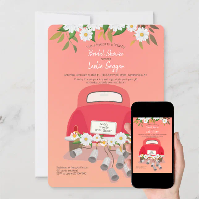 Drive By Bridal Shower Invitations Zazzle