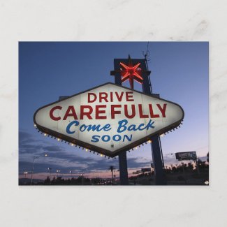Drive Carefully Las Vegas Postcards postcard