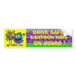 DRIVE SAFE ! CARTOON KIDS ON BOARD ! BUMPER STICKER