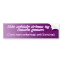 "Driven By A Female Gamer" Bumper Sticker bumper stickers by rosaamarilla "Driven By A Female Gamer" Bumper Sticker bumper stickers