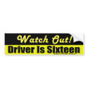 Driver is 16 bumper stickers by bumper2bumper Driver is 16 bumper stickers
