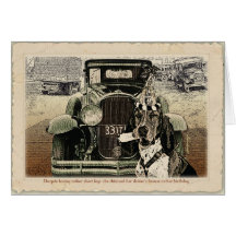 Driving Basset birthday card