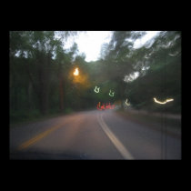 Driving into sunset posters
