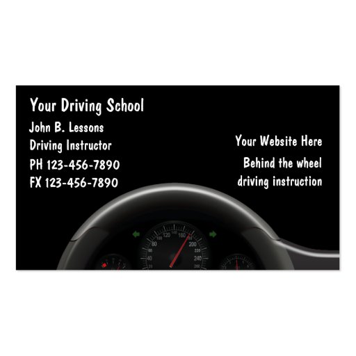 Driving School Business Cards (front side)