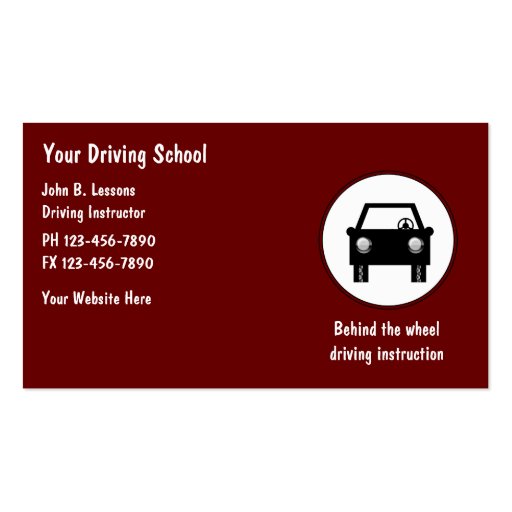 Driving School Business Cards (front side)