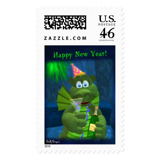 Drolly Dragons Happy New Year Postage Stamp