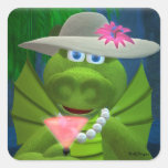 Drolly Dragons Sweet Girl Square Stickers