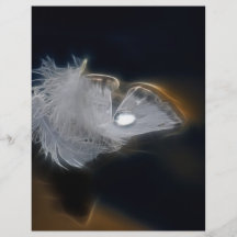Droplet of water on a white feather flyers