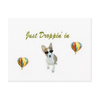 Droppin' in Basenji postcard by deesbasenjis