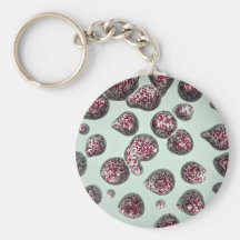 Drops of glittered magenta hair gel key chains