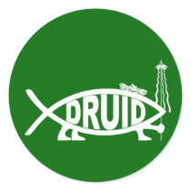 Druid Fish Round Stickers