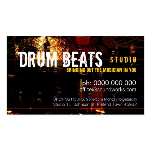 Drum Beats Music Business card (front side)