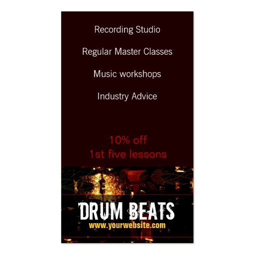 Drum Beats Music Business card (back side)