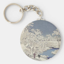 Drum Bridge at Meguro, by Ando Hiroshige Keychains