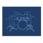 Drum Kit: Blueprint Drawing: Post Card