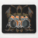 Drum Kit & Tribal Artwork (orange) - Mousepad