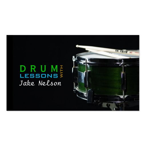 Drum Lessons, Instrument, Music Business Card (front side)