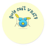Drum Set - Blue Round Stickers