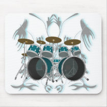 Drum Set & Tribal Artwork (green) - Mousepad by spiritswitchboard Drum Set & Tribal Artwork (green) - Mousepad