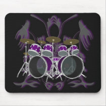 Drum Set & Tribal Artwork (purple) - Mousepad