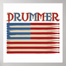 Drum Stick USA Flag Drummer Tees and Gifts Posters