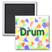 drum text green music design refrigerator magnet