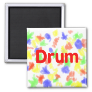 drum text red music design refrigerator magnet