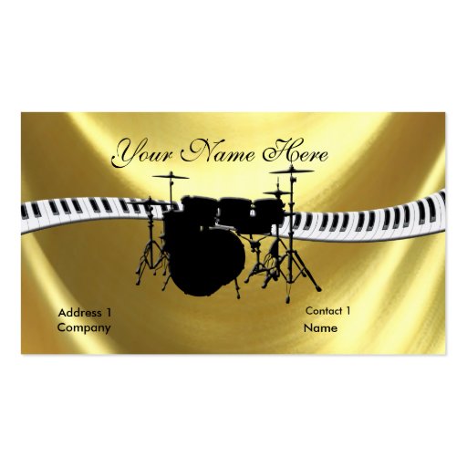 Drummer and Keyboardb Gold Business Card Templates (front side)