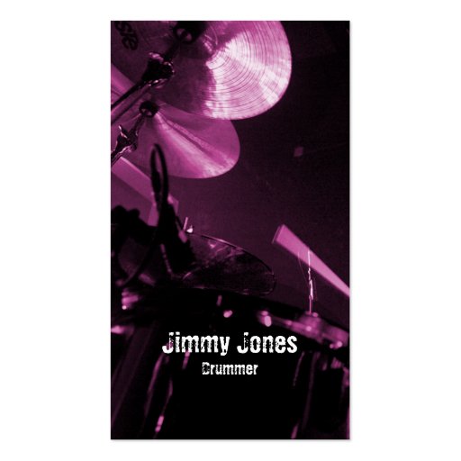 Drummer Cymbals and Toms Magenta Business Card (front side)
