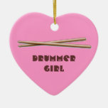 Drummer Girl Drumsticks Customizable Pink Ornament