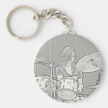 Drummer Girl Keychain
