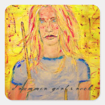 drummer girls rock sticker