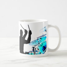 Drummer sticks in air shadow blue invert drums coffee mug