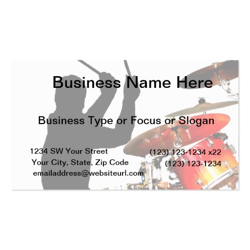 Drummer sticks in air shadow real drums business card templates