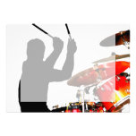 Drummer sticks in air shadow real drums invitation