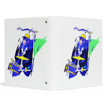 Drummer Sunglasses Blue and Yellow graphic 3 Ring Binder