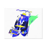 Drummer Sunglasses Blue and Yellow graphic Stretched Canvas Print