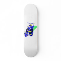 Drummer Sunglasses Blue and Yellow graphic Skate Deck