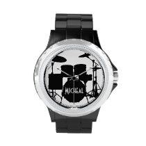 Drummer Watch with Custom Name at Zazzle