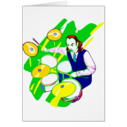 Drummer Wearing Vest Yellow Cymbals Graphic Card