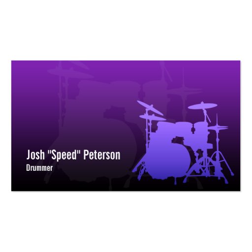 Drummer's Drum Kit Silhouette Violet Business Card