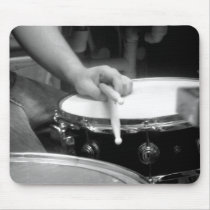 drums and drumsticks black and white mousepads