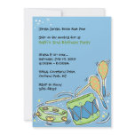 Drums Maracas and Tambourine Invitations: Blue