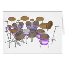 Drums: Purple & White Drum Kit: 3D Model: Card