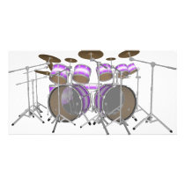 Drums: Purple & White Drum Kit: 3D Model: Customized Photo Card