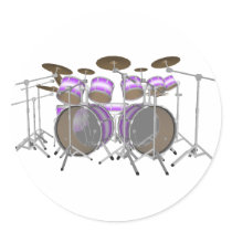 Drums: Purple & White Drum Kit: 3D Model: stickers